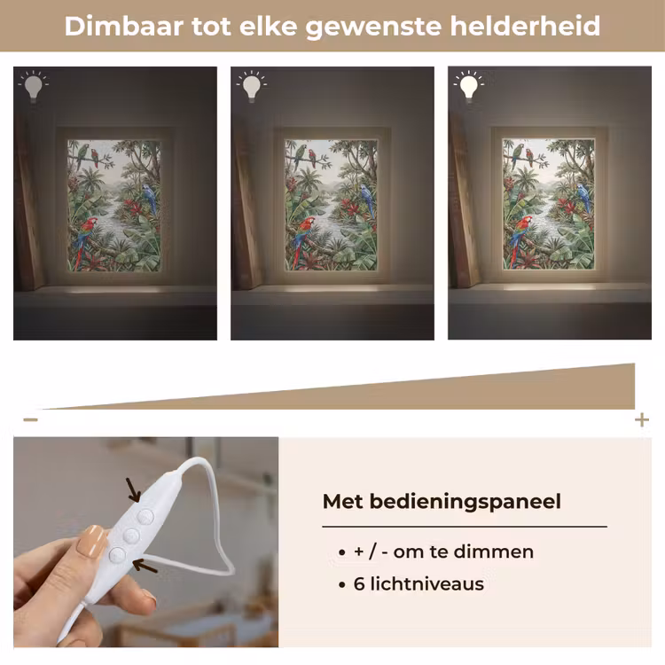 Vogel - Jungle - Natuur - Mozaïek - Groen Light Box met kabel (Wandlamp) klein -USP_dimbaarNL