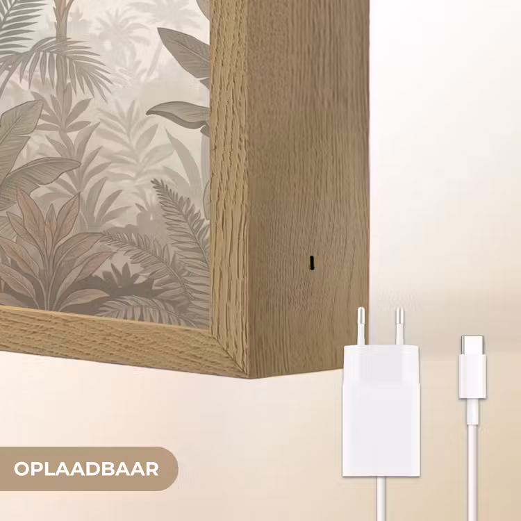 Vogel - Jungle - Tropisch - Illustratie - Groen Light Box met batterij (Wandlamp) middel -USP_websiteoplaadbaarNL
