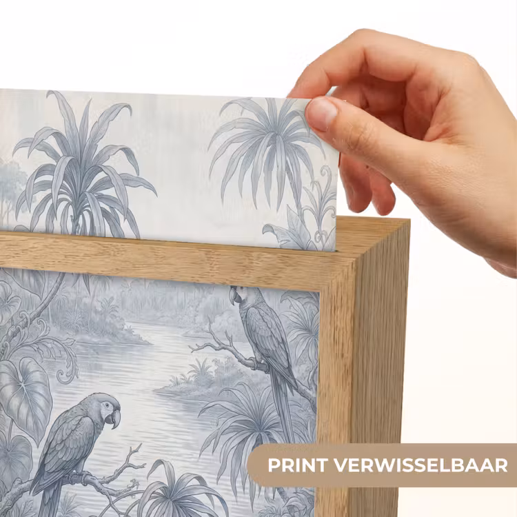 Vogel - Rivier - Tropisch - Illustratie - Blauw Light Box met kabel (Wandlamp) klein -USP_websiteprintNL