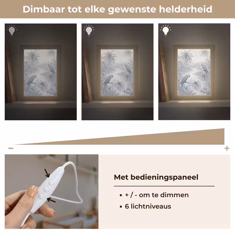 Vogel - Rivier - Tropisch - Illustratie - Blauw Light Box met kabel (Wandlamp) klein -USP_dimbaarNL