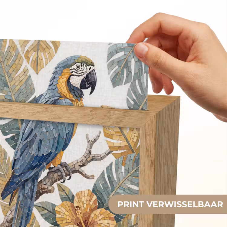 Vogel - Tak - Natuur - Mozaïek - Blauw Light Box met kabel (Wandlamp) klein -USP_websiteprintNL