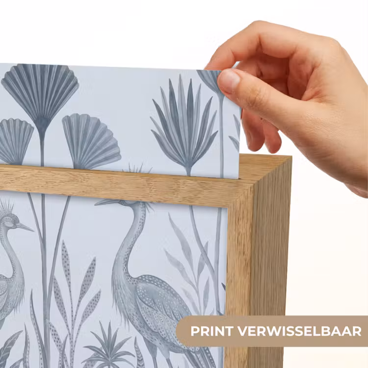 Vogel - Tropisch - Illustratie - Blauwgrijs - Natuur Light Box met kabel (Wandlamp) klein -USP_websiteprintNL