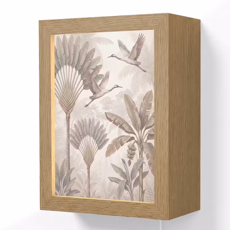 Vogel - Tropisch - Jungle - Natuur - Beige Light Box met kabel (Wandlamp) klein -3d