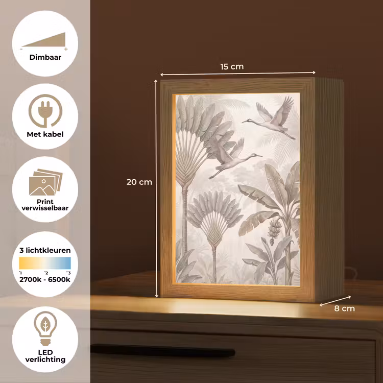 Vogel - Tropisch - Jungle - Natuur - Beige Light Box met kabel (Wandlamp) klein -USP_websiteoverzichtNL