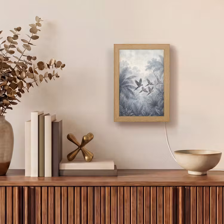 Vogel - Vliegend - Jungle - Vintage - Dieren Light Box met kabel (Wandlamp) klein -sfeer2