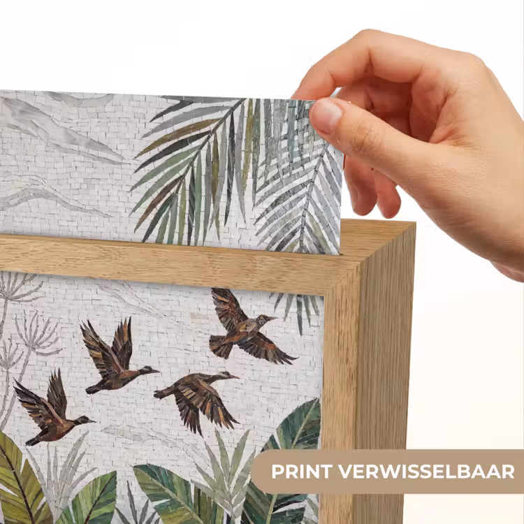 Vogel - Vliegend - Tropisch - Mozaïek - Groen Light Box met kabel (Wandlamp) klein -USP_websiteprintNL
