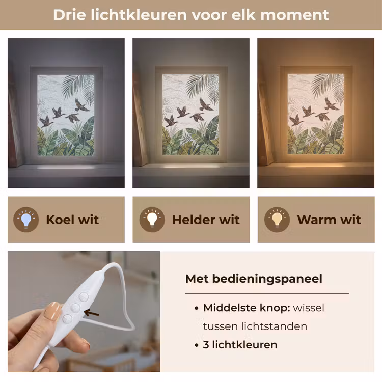 Vogel - Vliegend - Tropisch - Mozaïek - Groen Light Box met kabel (Wandlamp) klein -USP_lichtkleurNL