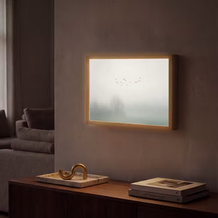 Vogel - Vlucht - Natuur - Minimalistisch Light Box met batterij (Wandlamp) middel -sfeer1