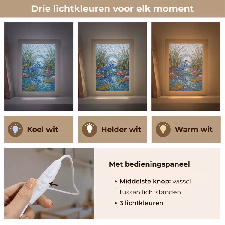 Vogel - Water - Natuur - Abstract - Blauw Light Box met kabel (Wandlamp) klein -USP_lichtkleurNL