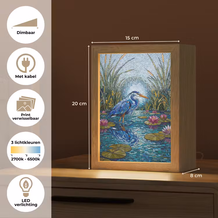Vogel - Water - Natuur - Abstract - Blauw Light Box met kabel (Wandlamp) klein -USP_websiteoverzichtNL