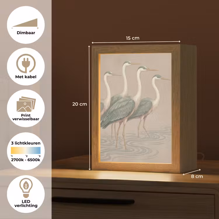 Vogel - Water - Natuur - Vintage Light Box met kabel (Wandlamp) klein -USP_websiteoverzichtNL