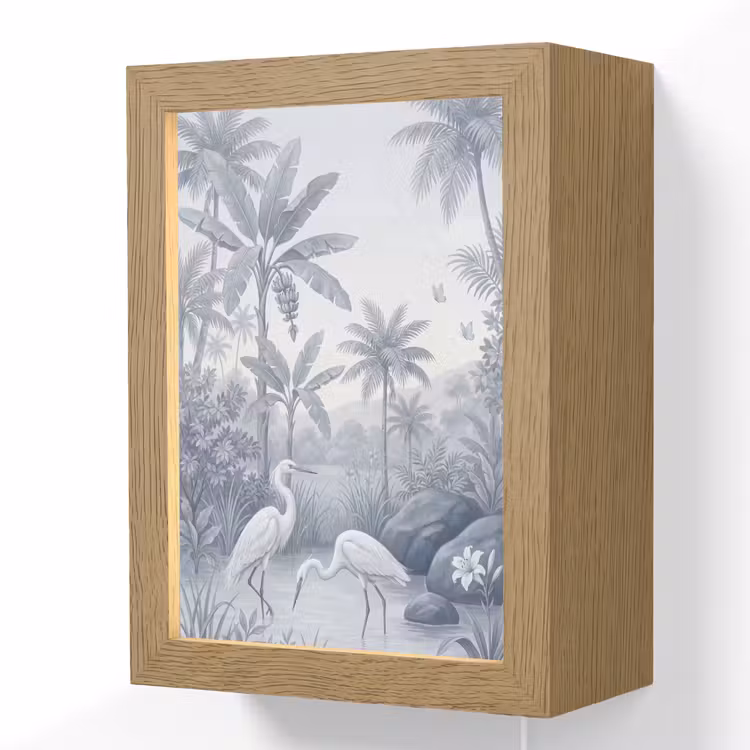 Vogel - Water - Tropisch - Natuur - Blauw Light Box met kabel (Wandlamp) klein -3d