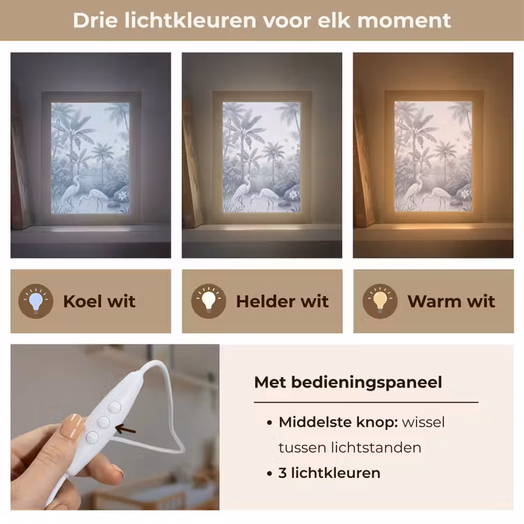 Vogel - Water - Tropisch - Natuur - Blauw Light Box met kabel (Wandlamp) klein -USP_lichtkleurNL