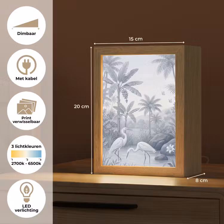 Vogel - Water - Tropisch - Natuur - Blauw Light Box met kabel (Wandlamp) klein -USP_websiteoverzichtNL