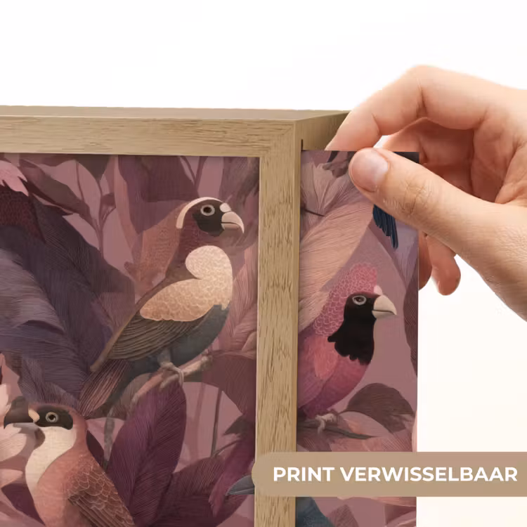 Vogels - Bladeren - Roze Light Box met batterij (Wandlamp) middel 907 -USP_websiteprintNL