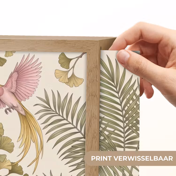 Vogels - Tropisch - Botanisch - Roze Light Box met batterij (Wandlamp) middel -USP_websiteprintNL