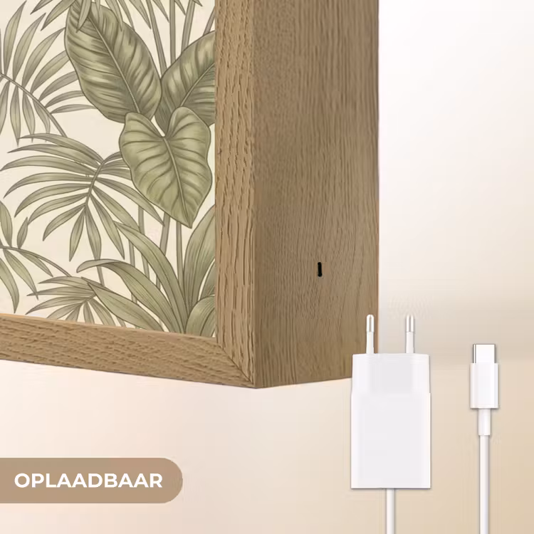 Vogels - Tropisch - Botanisch - Roze Light Box met batterij (Wandlamp) middel -USP_websiteoplaadbaarNL