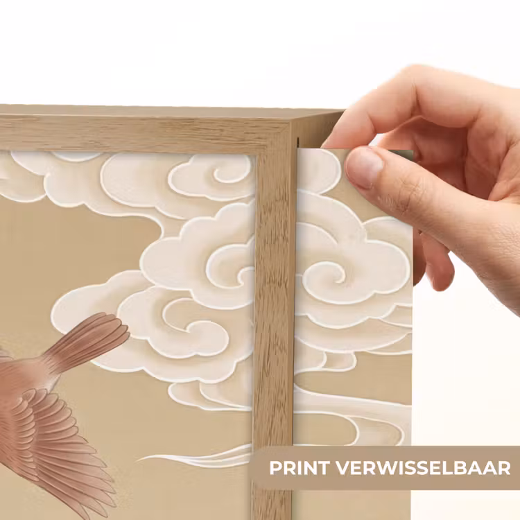 Vogels - Vliegen - Beige Light Box met batterij (Wandlamp) middel -USP_websiteprintNL