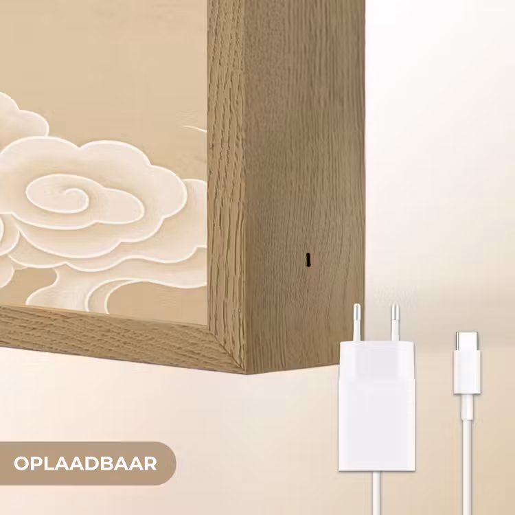 Vogels - Vliegen - Beige Light Box met batterij (Wandlamp) middel -USP_websiteoplaadbaarNL
