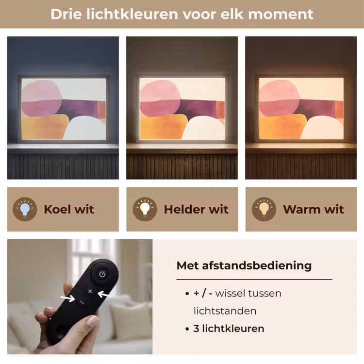 Vormen - Abstract - Kleurrijk Light Box met batterij (Wandlamp) middel -USP_lichtkleurNL