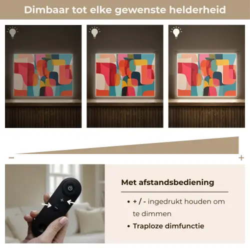 Vormen - Kleurrijk - Abstract - Vlakken Light Box met batterij (Wandlamp) middel -USP_dimbaarNL