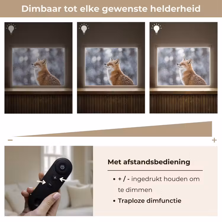 Vos - Sneeuwval - Portret - Winter - Sfeervol Light Box met batterij (Wandlamp) middel -USP_dimbaarNL