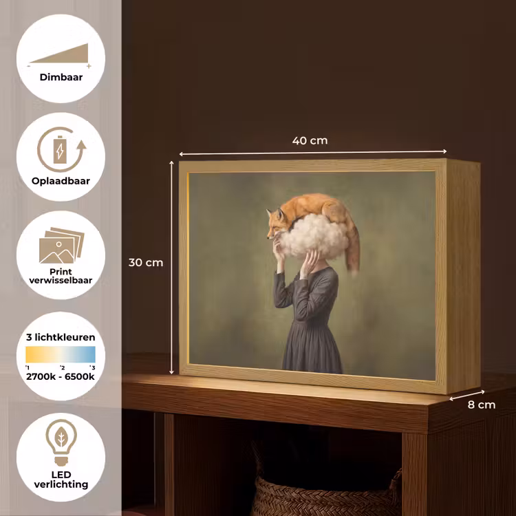 Vos - Surrealistisch - Groen Light Box met batterij (Wandlamp) middel -USP_websiteoverzichtNL