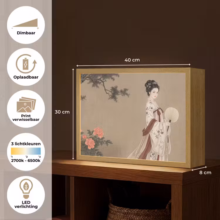 Vrouw - Azië - Kunst - Beige Light Box met batterij (Wandlamp) middel -USP_websiteoverzichtNL