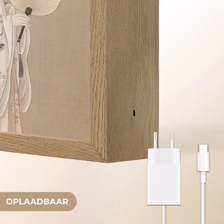 Vrouw - Azië - Kunst - Beige Light Box met batterij (Wandlamp) middel -USP_websiteoplaadbaarNL