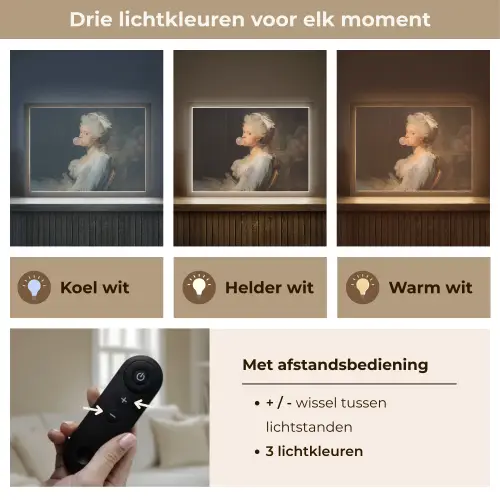 Vrouw - Barokjurk - Kauwgom Light Box met batterij (Wandlamp) middel -USP_lichtkleurNL