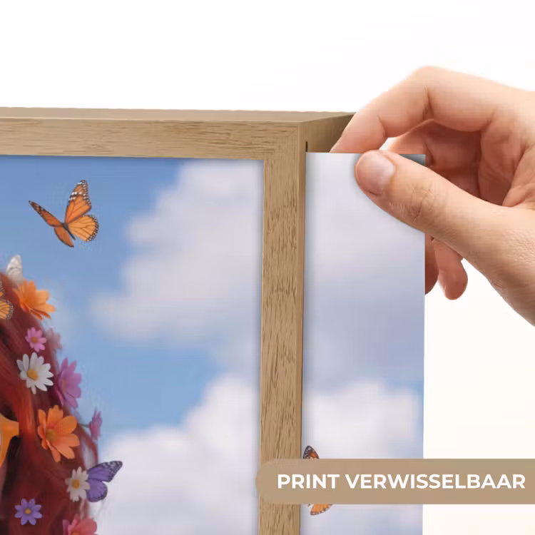 Vrouw - Bloemen - Zomer - Portret - Kleurrijk Light Box met batterij (Wandlamp) middel -USP_websiteprintNL
