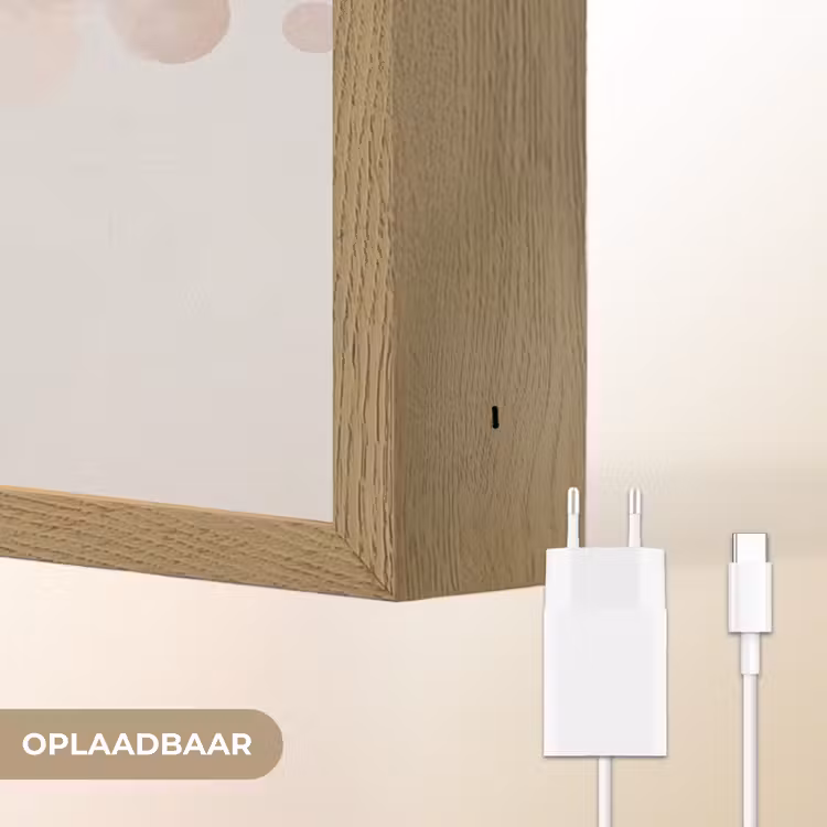 Vrouw - Cirkels - Beige Light Box met batterij (Wandlamp) middel -USP_websiteoplaadbaarNL