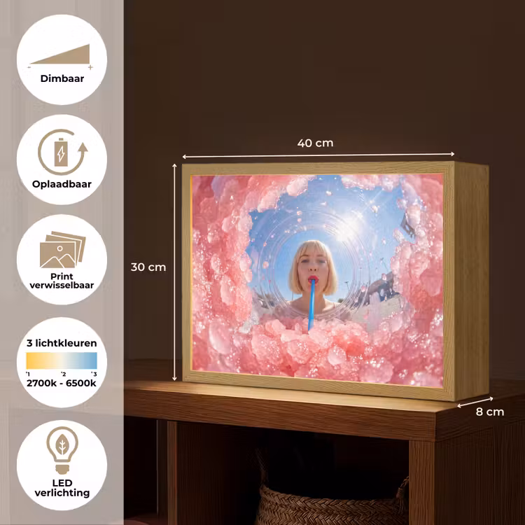Vrouw - Drank - Zomer - Roze - Blauw Light Box met batterij (Wandlamp) middel -USP_websiteoverzichtNL
