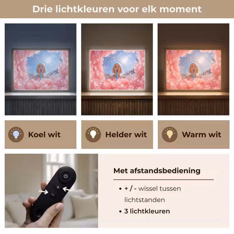 Vrouw - Drank - Zomer - Roze - Blauw Light Box met batterij (Wandlamp) middel -USP_lichtkleurNL
