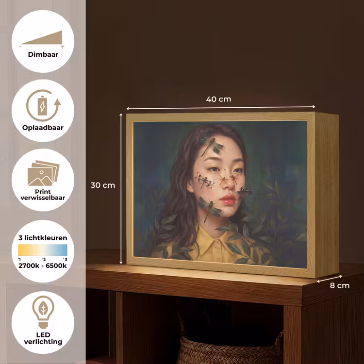 Vrouw - Insecten - Natuur - Portret - Groen Light Box met batterij (Wandlamp) middel -USP_websiteoverzichtNL