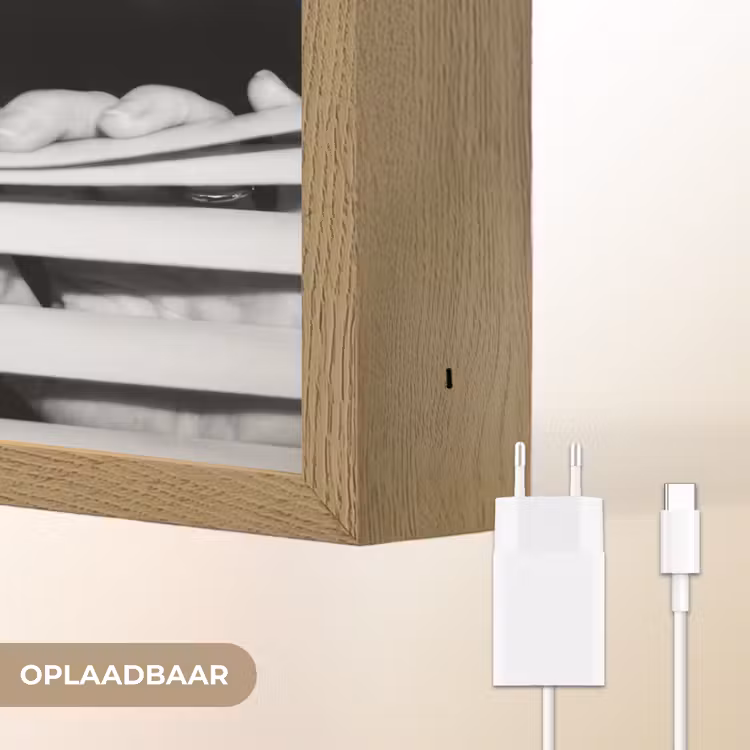 Vrouw - Jaloezieën - Portret - Zwart-wit Light Box met batterij (Wandlamp) middel -USP_websiteoplaadbaarNL