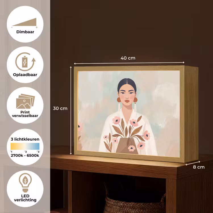 Vrouw - Kimono - Pastel Light Box met batterij (Wandlamp) middel -USP_websiteoverzichtNL