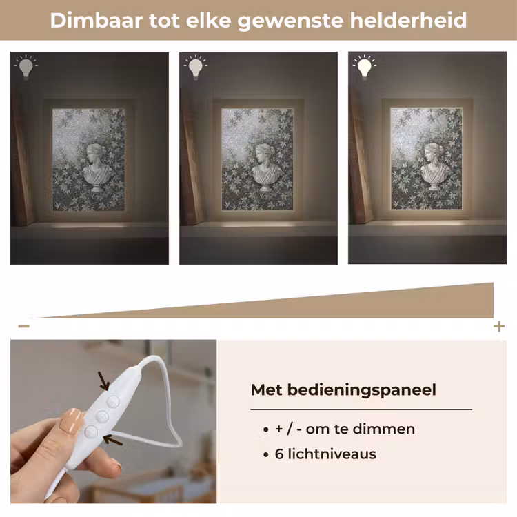 Vrouw - Klassiek - Mozaiëk - Natuur - Groen Light Box met kabel (Wandlamp) klein -USP_dimbaarNL