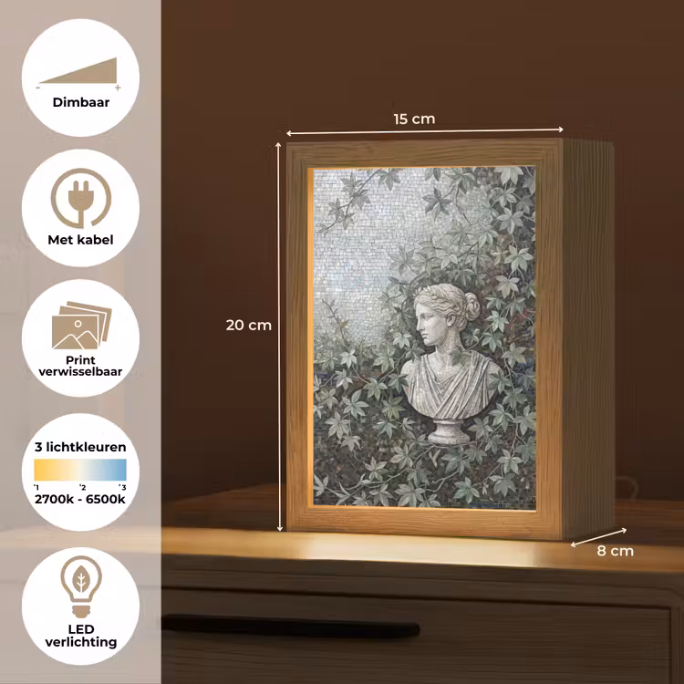 Vrouw - Klassiek - Mozaiëk - Natuur - Groen Light Box met kabel (Wandlamp) klein -USP_websiteoverzichtNL