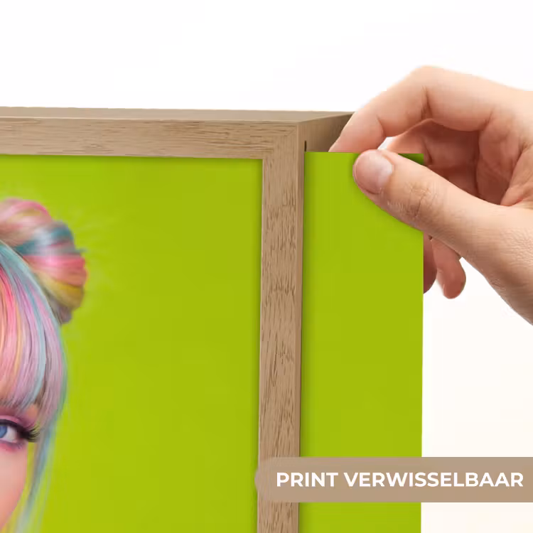 Vrouw - Kleurrijk haar - Pop art - Modern - Levendig Light Box met batterij (Wandlamp) middel -USP_websiteprintNL