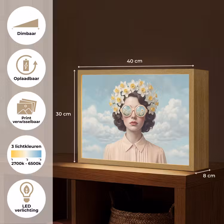 Vrouw - Narcissen - Geel Light Box met batterij (Wandlamp) middel -USP_websiteoverzichtNL