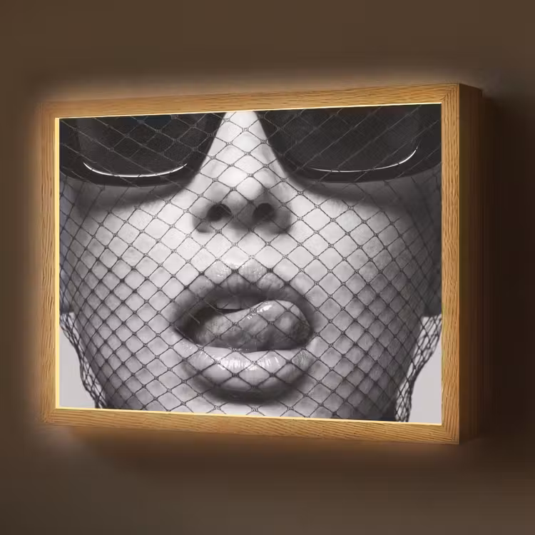 Vrouw - Net - Mysterieus - Zwart - Wit Light Box met batterij (Wandlamp) middel -z3d_website