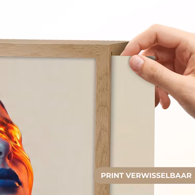 Vrouw - Oranje - Abstract - Modern - Kleurrijk Light Box met batterij (Wandlamp) middel -USP_websiteprintNL
