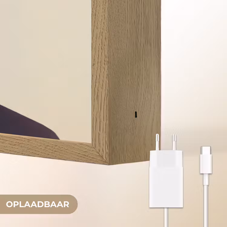 Vrouw - Oranje - Abstract - Modern - Kleurrijk Light Box met batterij (Wandlamp) middel -USP_websiteoplaadbaarNL