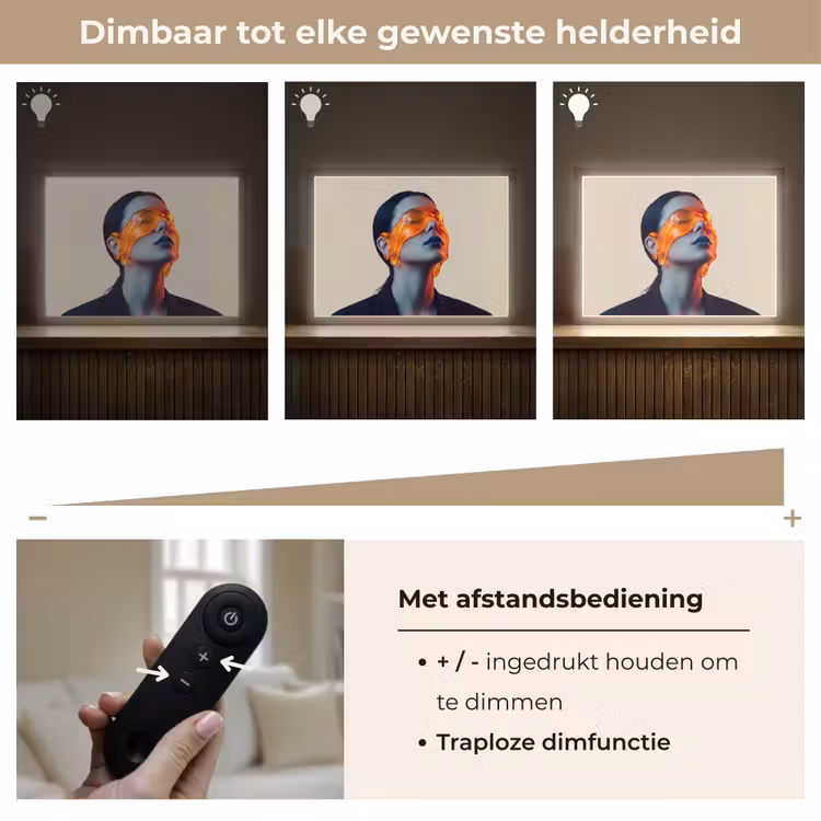 Vrouw - Oranje - Abstract - Modern - Kleurrijk Light Box met batterij (Wandlamp) middel -USP_dimbaarNL