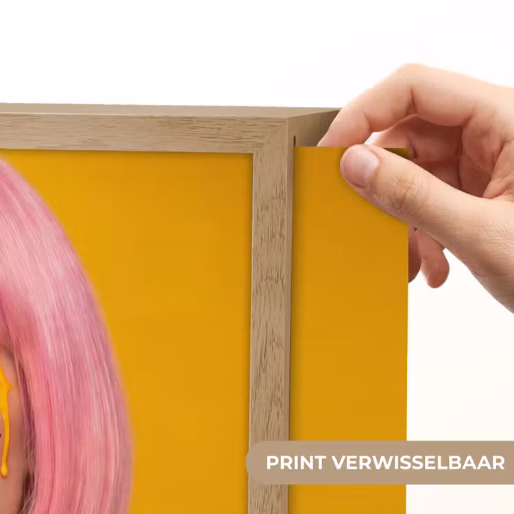 Vrouw - Portret - Abstract - Kleurrijk - Geel Light Box met batterij (Wandlamp) middel -USP_websiteprintNL