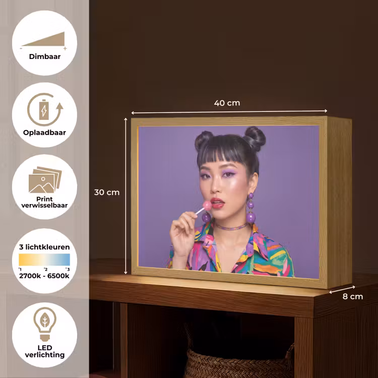 Vrouw - Portret - Make-up - Paars - Levendig Light Box met batterij (Wandlamp) middel -USP_websiteoverzichtNL