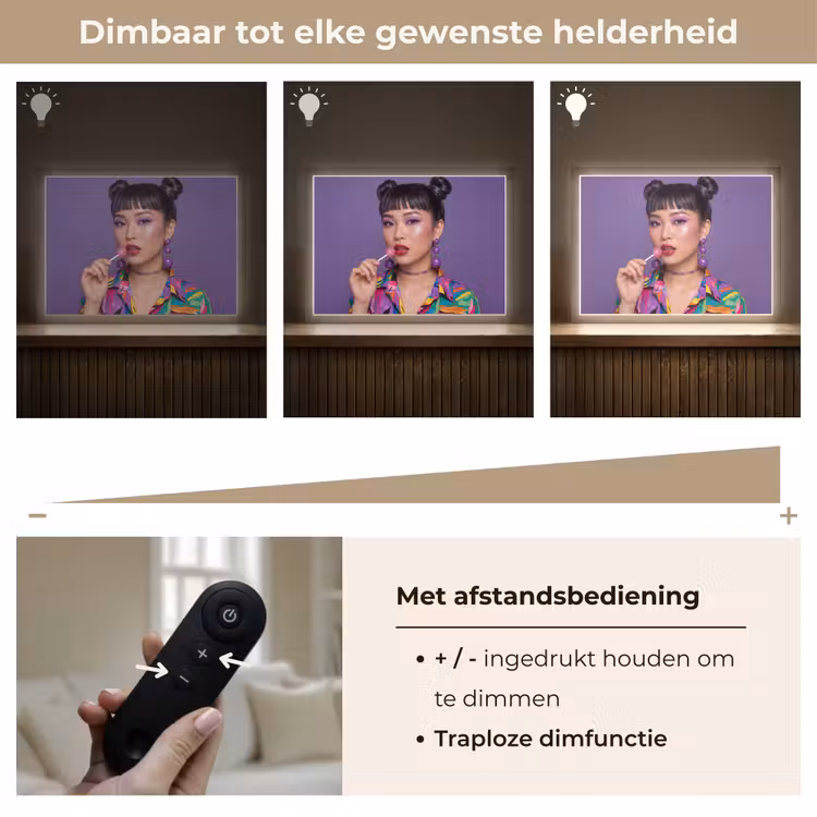 Vrouw - Portret - Make-up - Paars - Levendig Light Box met batterij (Wandlamp) middel -USP_dimbaarNL
