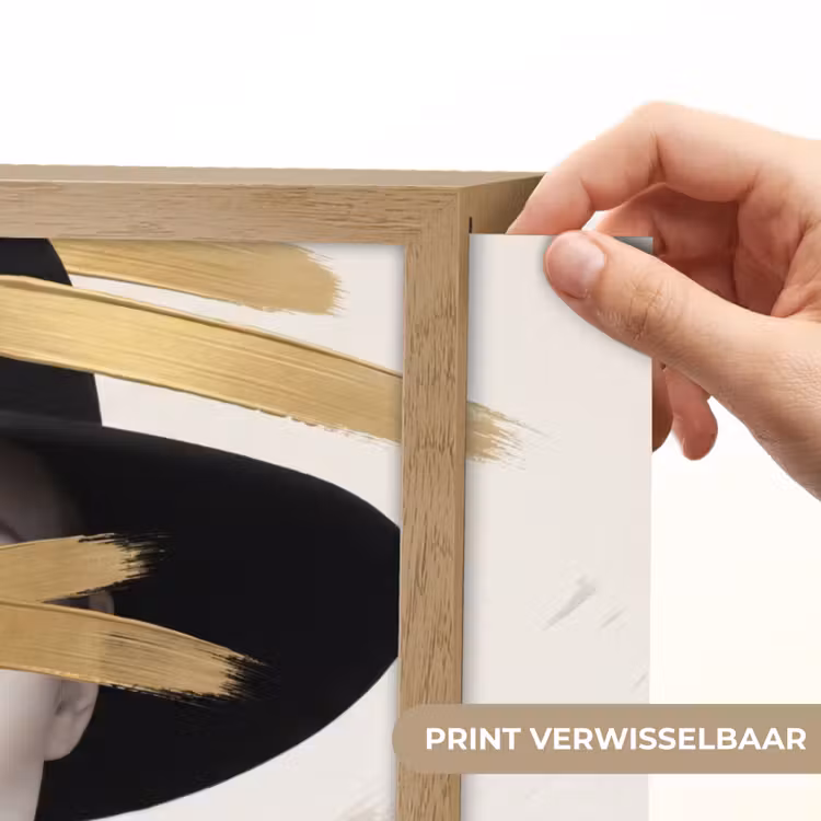 Vrouw - Portret - Modern - Goud - Kunst Light Box met batterij (Wandlamp) middel -USP_websiteprintNL