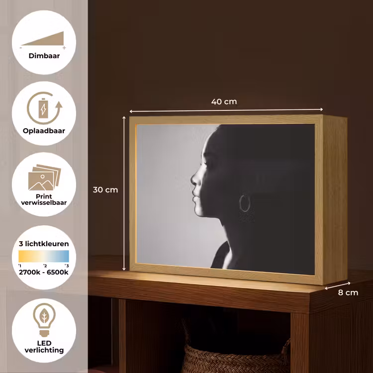 Vrouw - Profiel - Mensen - Zwart-wit Light Box met batterij (Wandlamp) middel -USP_websiteoverzichtNL